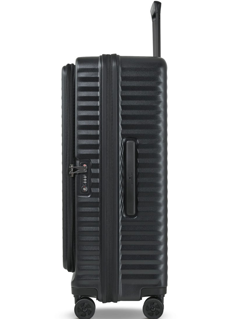 Echolac Celestra 75 Cm Front Opening 4-Double Wheeled Check-In Luggage Trolley - Black - Image 3